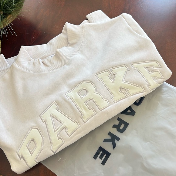 Parke Tops - PARKE Fleece Lilac + White Varsity Mockneck